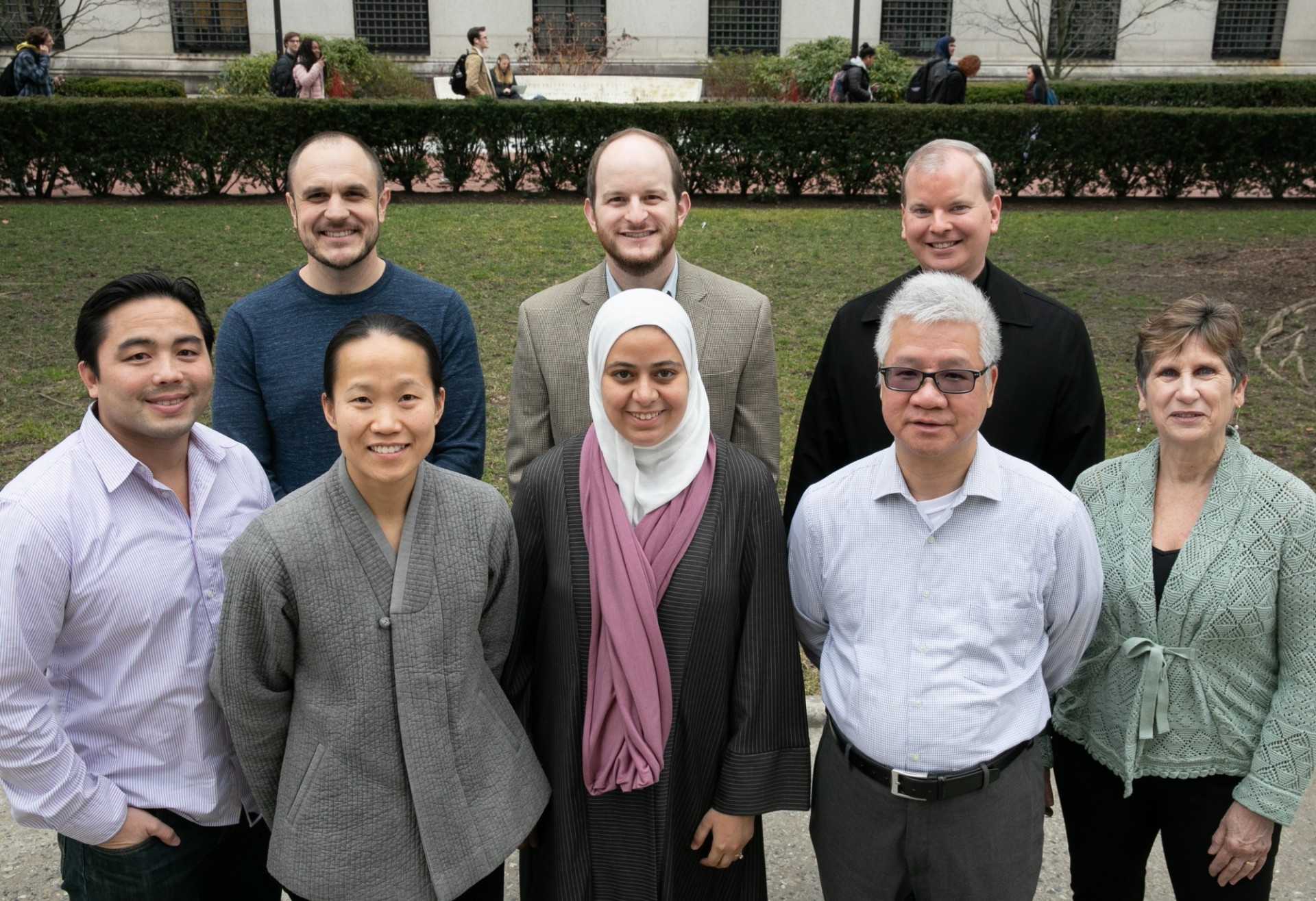 Religious Life Advisers in front of the Earl Hall lawn.