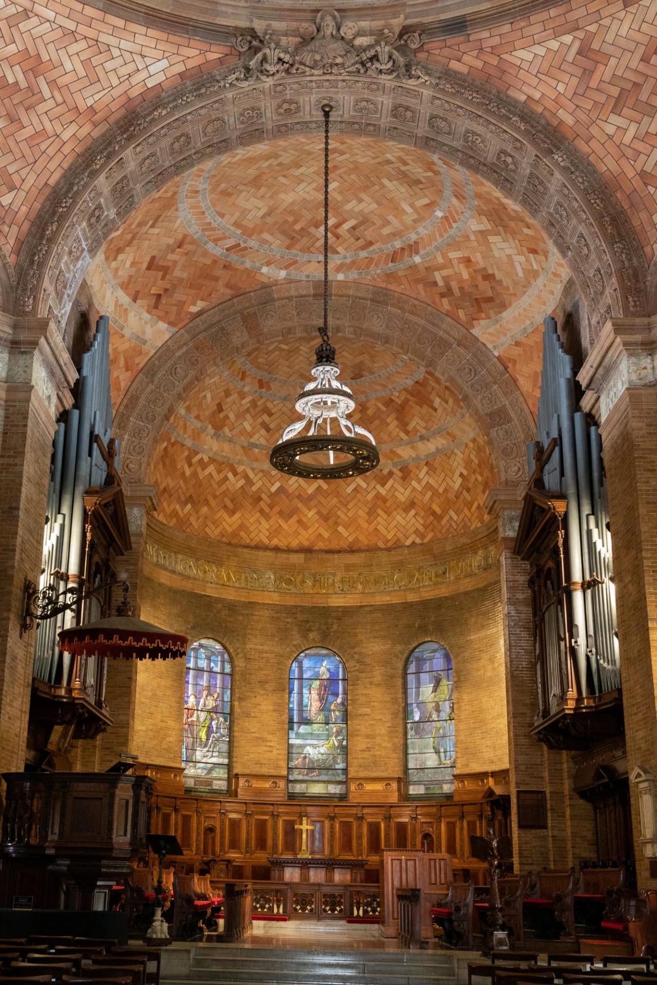 View of stained glass in St. Paul's Chapel