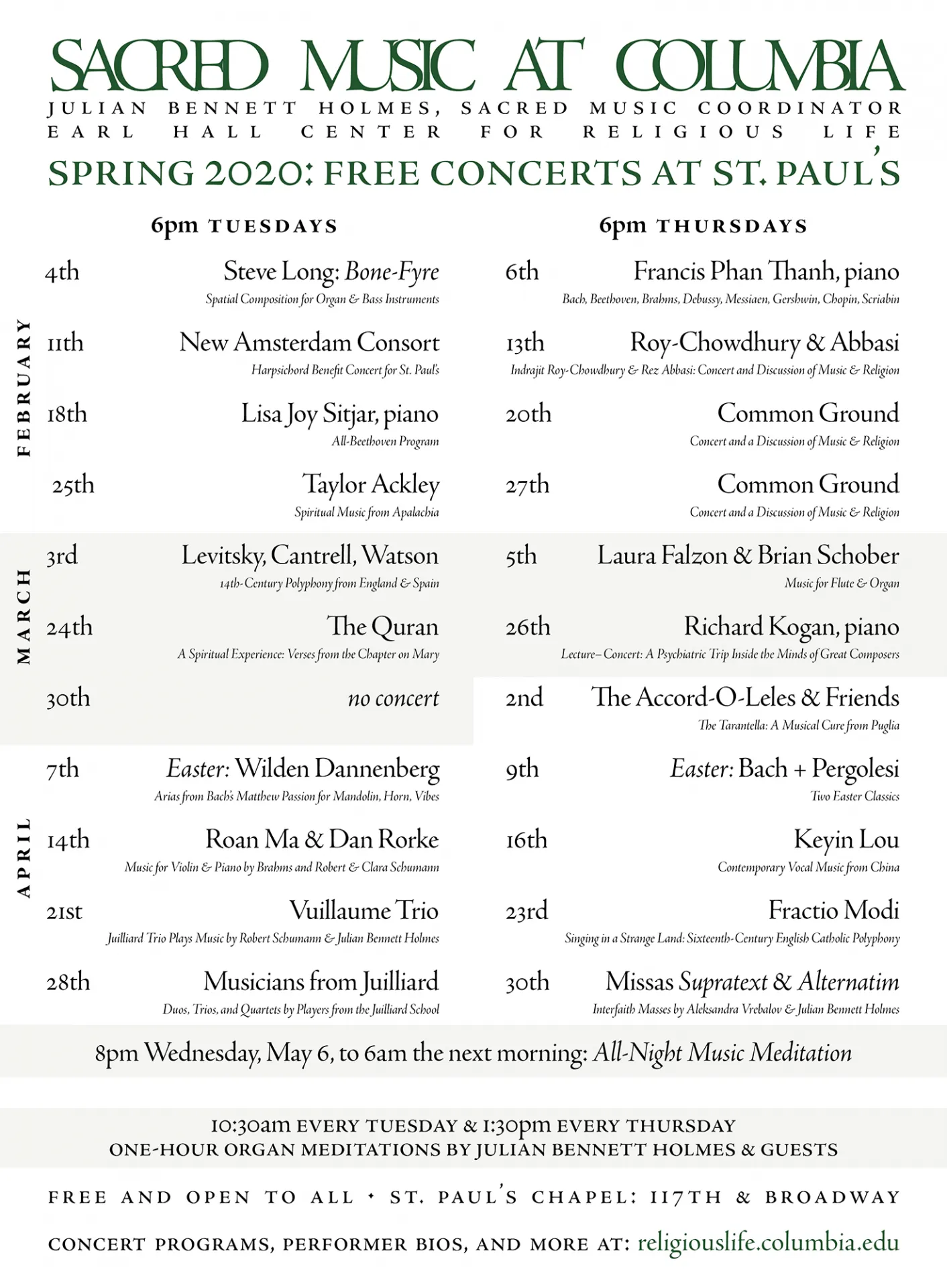 Spring Schedule Poster