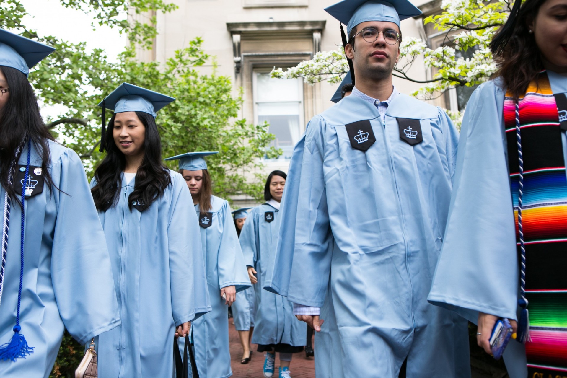 Students walking in to the Baccalaureate Service from Low Library